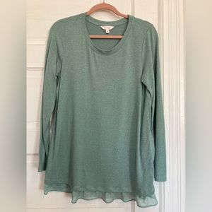 Jade green ruffle hem Lauren Conrad sweater
